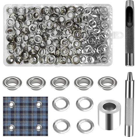 120pcs Kit Oeillet Couture,Œillets en Cuivre Avec 3 Outils (8MM) (1/5)