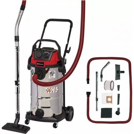 Einhell Aspirasolidi e Liquidi TE-VC 2340 SACL (1.500 W, 225 mbar, Raggio d'azione 9 m, Filtro Plissettato HEPA Incl. Sist. Pulizia Filtro, 40 L, Classe di Prot. Polvere L, Presa Autom. da 1.900 W)