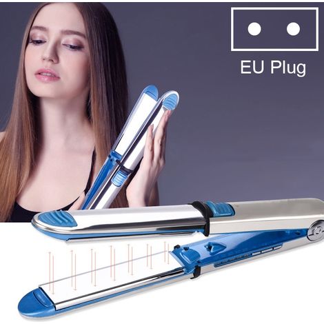 (Bleu) Lisseur et boucleur 2 en 1 en titane, prise standard : européenne (1/5)