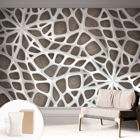 Papier peint intissé classique moderne pour salon et chambre à coucher Décoration rapide avec colle Réseau géométrique 312x219 cm (1/5)