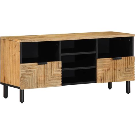 Pratico mobile porta TV con ampio spazio di archiviazione 100 x 33 x 46 cm legno massello marrone 020057741