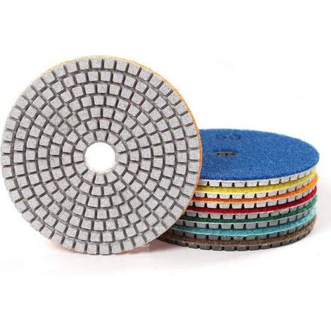 7 Pièces 4 Pouces Polissage Pad Diamant Tampons De Polissage Disque avec Support Pad pour Granit en Béton en Céramique (1/5)