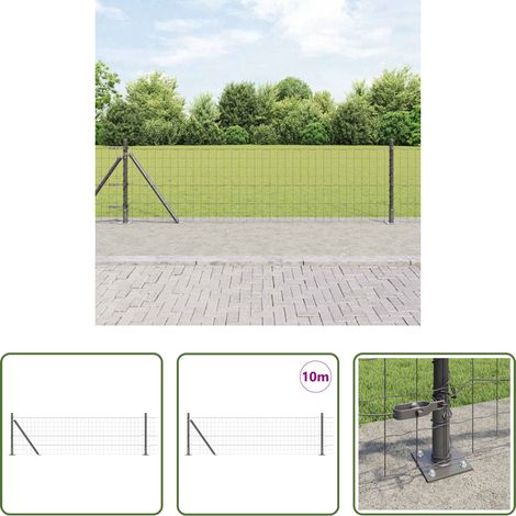Terrassenzaun - Zaun mit Pfosten Grau 0,6 x 10 m Stahl und PVC (1/5)