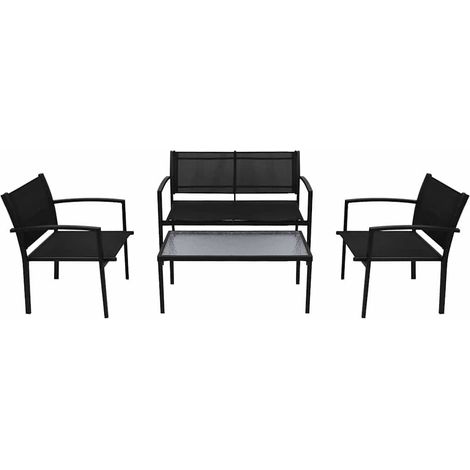 Set da Pranzo da Giardino 4 pz  Salotto da Giardino in Textilene Nero (1/5)