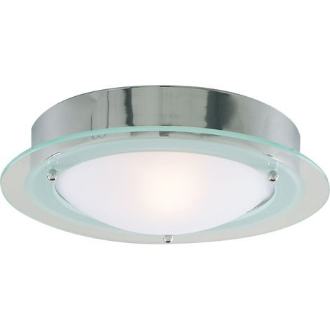 Searchlight Bathroom Flush - Plafonnier affleurant de salle de bains à 1 ampoule ronde Chrome IP44, E14 (1/4)
