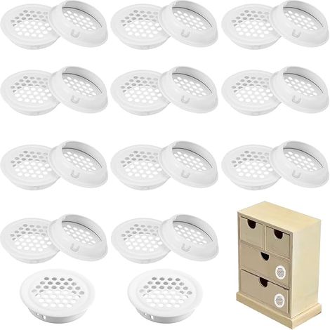 24 Pack 35mm Round Stainless Steel Air Vent Grille for Kitchen Bathroom Cabinet Bookcase Wardrobe Wine Cabinet (1/5)