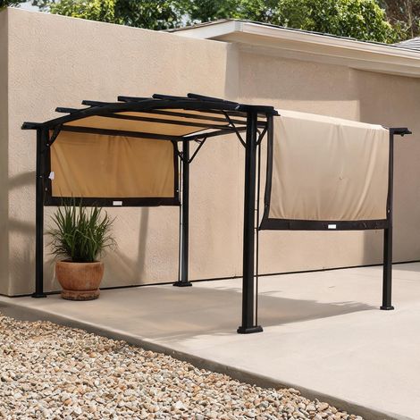 Voile de remplacement beige en polyester pour pergola cintrée (1/5)