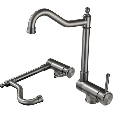 Robinet Cuisine Rabattable Vintage Robinet D'évier Sous Fenêtre Gris Mitigeur Cuisine Rabattable