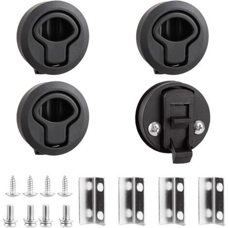 QORVA-Lot de 4 serrures de meubles en plastique noir pour armoires, bateaux, caravanes, meubles à tiroirs