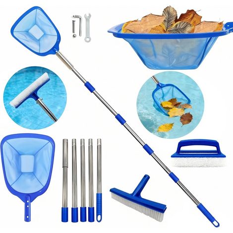 Brosse de piscine avec barre télescopique, 218 cm, épuisette de piscine avec barre télescopique, tamis de piscine, épuisette fine, épuisette à mailles fines, filet de piscine à mailles fines, tamis à (1/5)