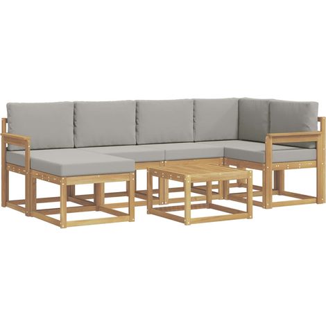 Outdoor Sofa Set with Cushion 7 pcs White and Light Grey vidaXL (1/5)