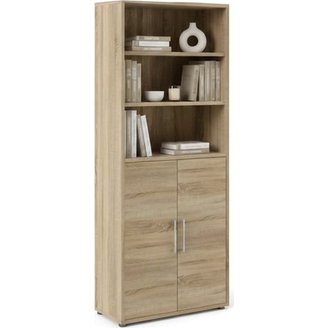 Dmora - Credenza Valsesia, Buffet da soggiorno, Madia da salotto, Dispensa da cucina, 89x40 h222 cm, Quercia