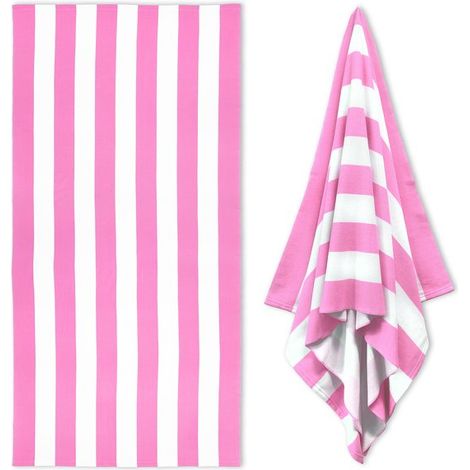 Telo mare grande - 90 x 180 cm, telo piscina in microfibra, telo da bagno a forma di capanna a righe rosa ad asciugatura rapida
