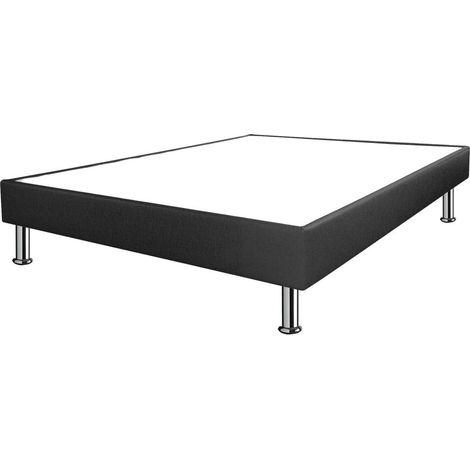 Sommier tapissier + pieds 140x190 SP18 12 lattes anthracite (1/4)