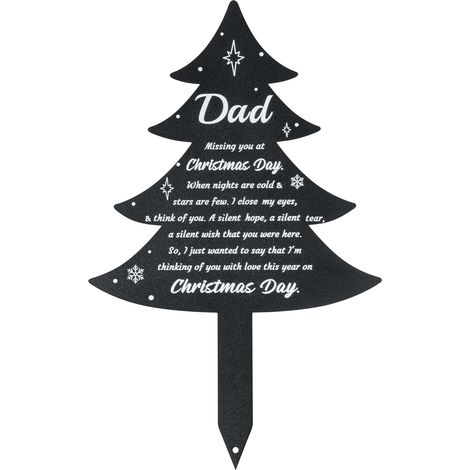 Décorations de Noël pour les tombes au cimetière - Plaque commémorative en métal pour la tombe d'un père, Piquet de cimetière commémoratif (1/5)