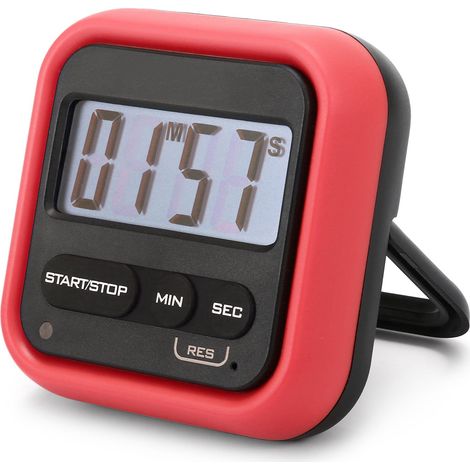 Minuterie de cuisine, chronomètre numérique avec alarme forte, grand écran LCD, compte à rebours ou compte à rebours pour la cuisine, la douche, la salle de bain, la salle de classe pour enfants (1/5)