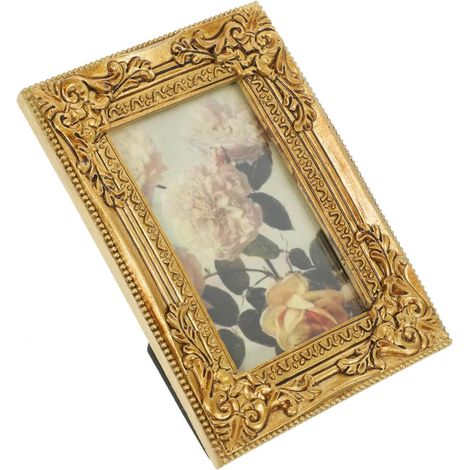 Retro European Style Gold Finish Resin Wall Photo Frame, Fine Craftsmanship and Texture for Living Room or Shop Decoration (1/5)