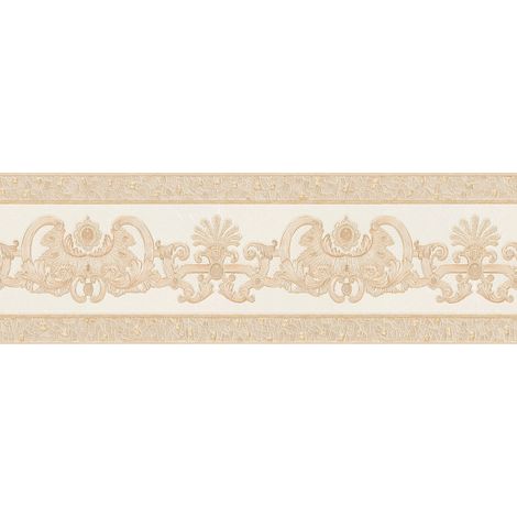 Frise papier peint élégante blanc beige crème style baroque Frise tapisserie beige à motif pour salon Frise murale chambre adulte