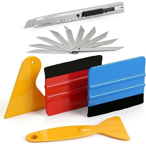 Kit Marouflette da 15 pezzi, kit di strumenti per rivestimento auto, set di strumenti per pellicola per rivestimento auto con racle in feltro, raschietti, coltello di precisione con 10 lame (1/5)