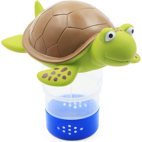 Floating Chlorine Dispenser, Chemical Dispenser for Pool, Spa, Hot Tub, Adjustable Floating Shelf, Holds 3" Chemical Tablets (Turtle Shape) (1/5)
