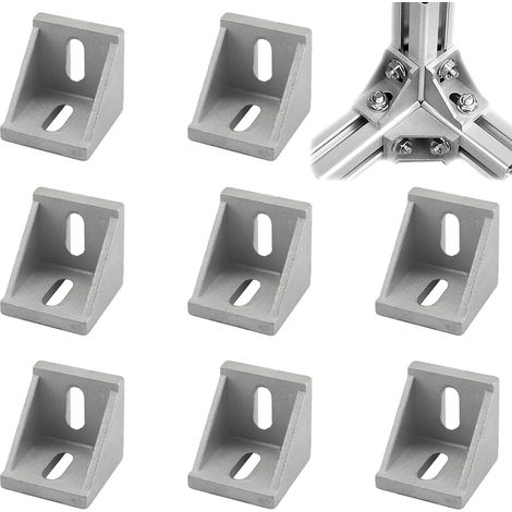 8 Pcs Equerres De Fixation 4040mm,Équerre Métal,Equerre,Equerre Metal,Équerre De Fixation,Equerre Charpentier,Pour Profilé À Rainure,Support Joint À Angle Droit Pour Fixation Et Réparation Meuble (1/5)