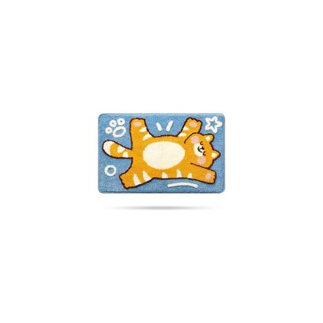 Tapis de bain en forme de chat mignon - Antidérapant - Doux - En microfibre - Absorbant l'eau - Pour chambre d'enfant, chambre à coucher, cuisine - Chat tigré orange - 40 x 60 cm (1/5)