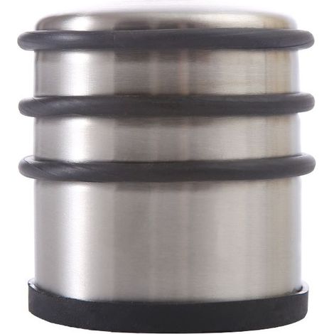 Robuster Türstopper mit Gummiringen, Türpuffer aus Edelstahl und Gummi, 8 x 7 x 7 cm, Silber (1/5)