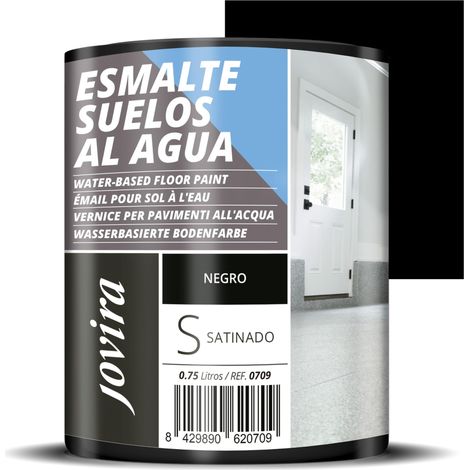 JOVIRA PINTURAS Smalto per pavimenti con acqua. Specialmente per i pavimenti di garage, magazzini, palestre, lavanderie, campi da gioco, campi sportivi, ecc. (750 Millilitri, Nero) (1/2)