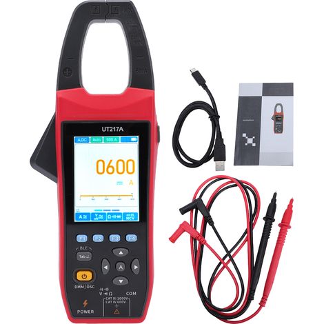 Pince multimètre oscilloscope AC/DC 3 en 1 – 5MSa/s 1MHz bande passante 600A 1000V détection courant tension UT217A (1/5)