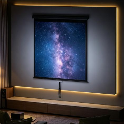 Pantalla de proyección 85 pulgadas 1:1 146 x 146 cm negra 4K HD cine en casa - CHICFURN (1/5)