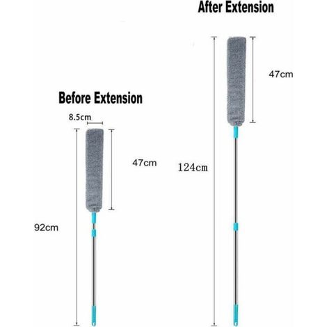 Dépoussiéreur Télescopique - Tige Aluminium Réglable Jusqu'à 150 cm - Tête Pivotante 90° - Lingettes Microfibre Lavables - 1 Pièce (1/4)