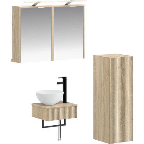 Bathroom Cabinet Set 4 pcs Sonoma Oak 43 x 16 x 62.5 cm vidaXL (1/5)