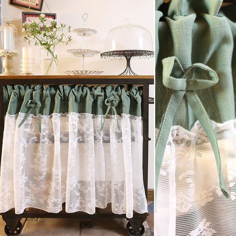 ZOLGINAH Café-Gardine aus Baumwolle und Leinen, kurze Gardine mit Blumenmuster für kleine Fenster, Dekoration für Schränke und Cafés, 130 x 60 cm (1/5)