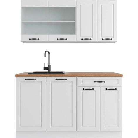 Mueble de cocina R-Line, Casa de campo blanca/blanca, 140 cm , ET Roble, Vicco (1/5)