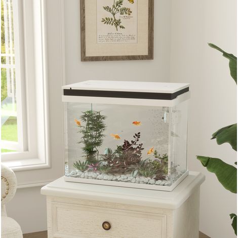 Acquario 41 L 48x30x41 cm in vetro bianco, design moderno per soggiorno FloraGrace (1/5)
