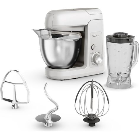 Moulinex Bake Partner QA521B25 robot de cuisine 1100 W 4,6 L Acier inoxydable, Blanc