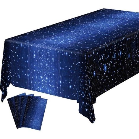 Nappes de Fête, 4PCS Ciel Etoilé Jetables Imperméables Plastique Décoration Couverture de Table de Fête Rectangulaire pour Pique-Nique Halloween Noël Mariage Anniversaire, 137 274CM (1/4)