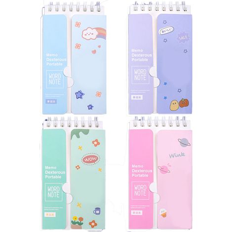 4 Carnets de poche format poche, couverture pliable, reliure spirale, bloc-notes ours en peluche, mots anglais, portable et compact. (1/5)