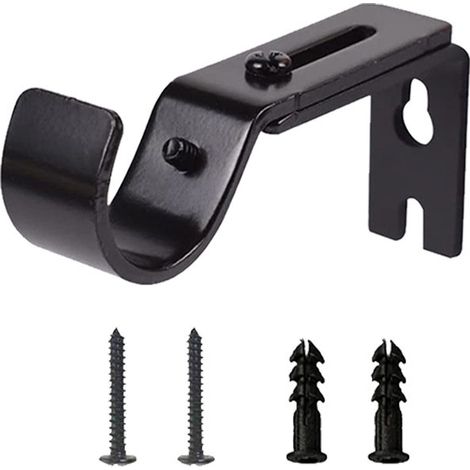 Support de tringle à rideau, 1 pièce, support de tringle à rideau noir robuste avec vis pour tringle à rideau murale, en métal (25 mm) (1/5)