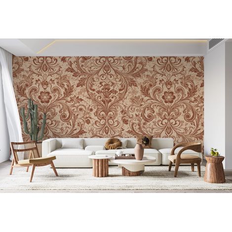Papier peint rétro - tapisserie classique beige doré - 150 x 250 cm (1/2)