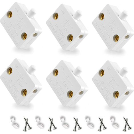 Automatic Cabinet Door Light Switch Momentary Contact Switches 6Pcs Cabinet Doors Cabinet Switch White