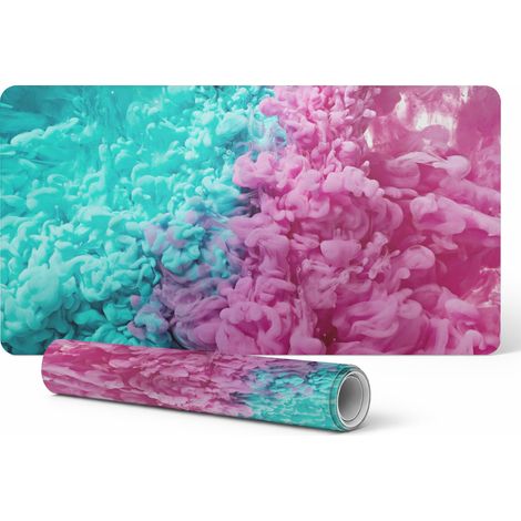 Alfombrilla protectora para escritorio/mesa, dise帽o de humo colorido en agua, 100x50 cm.