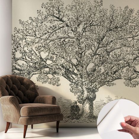 Fototapete Selbstklebend - Wandtattoo - leicht anzubringen - Wandverkleidung Baumillustration 250x250 cm (1/5)
