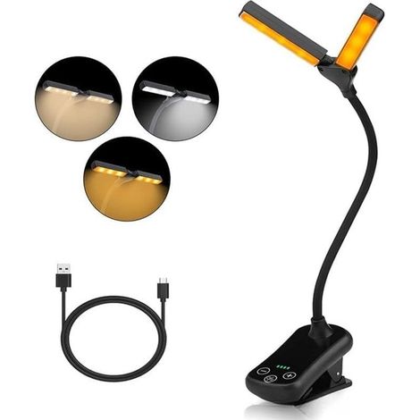 Leselampe Kleine Leselampe mit Klemme Dimmbar Leselampe für Bücher Schreibtischlampe Kabellos Nachttischlampe Wiederaufladbare Leselampe für Büch (1/5)