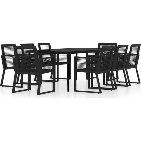 Maison Exclusive - Set da Pranzo per Giardino 9 pz con Cuscini Nero (1/5)
