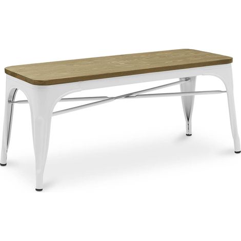 Bank - Industriedesign - Holz und Metall - Stylix Weiß (1/5)