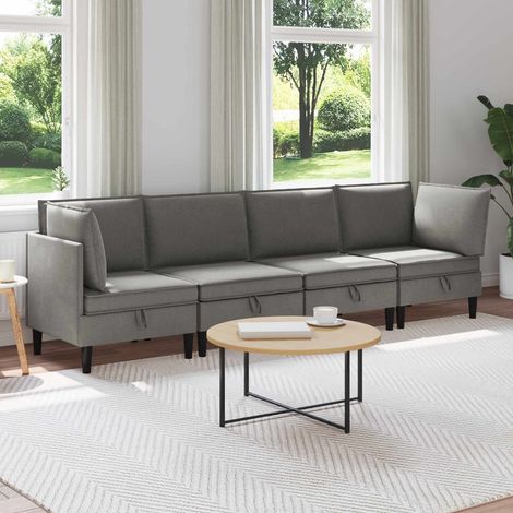 Juego de muebles de salón 4 pcs Gris oscuro Tela