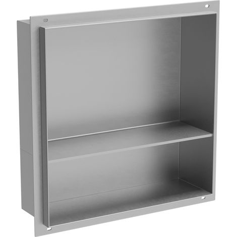 Mexen X-Wall-NR étagère encastrée sans rebord avec étagère 30 x 30 cm, inox - 1911303010S (1/5)
