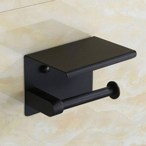 Portarotolo di carta igienica da parete in acciaio inox, portarotolo di carta igienica per hotel, accessori per il bagno, portarotolo di carta igienica - nero (1/4)