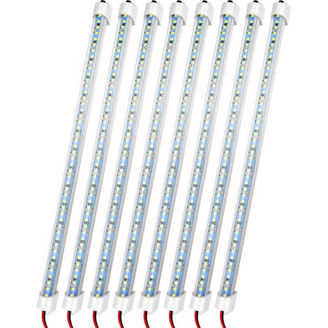 Barra luminosa a LED 12V per interni auto, 48 LED, con interruttore e magneti, luce bianca 6500K, per auto, furgone, camper, armadio, vetrina, interni, casa, 8 pezzi estensibili